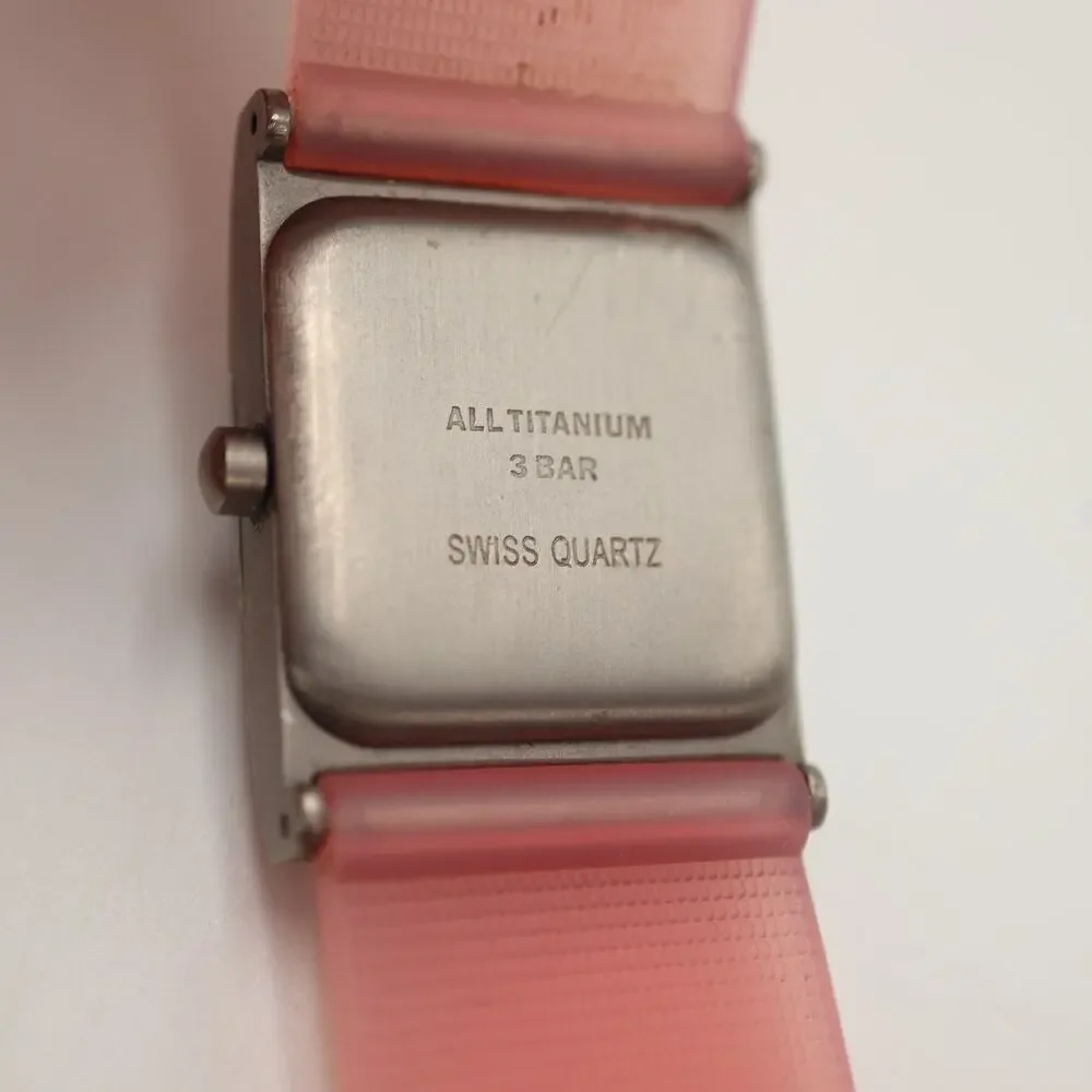 Boccia Titanium Swiss Womens Rectangle 23mm Watch Translucent Pink w New Battery